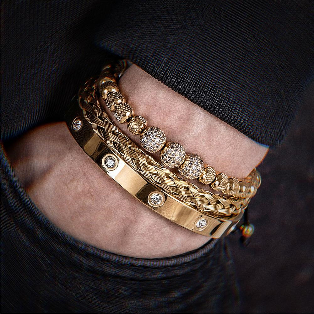 Bracelete Masculino Magnus Lux Banhado a ouro