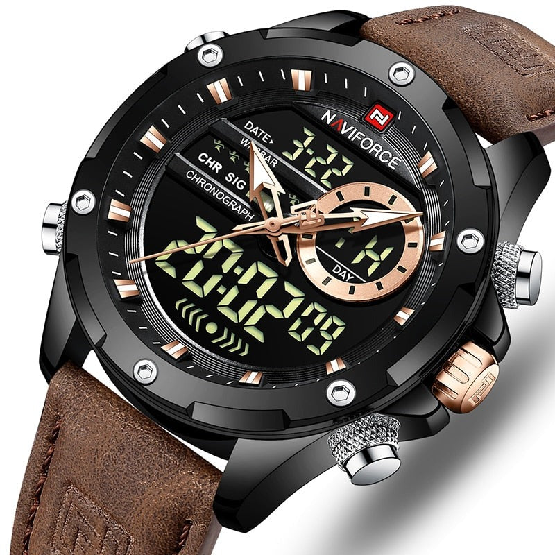 Relógio Masculino Commandante Leather Digital com Pulseira em Couro