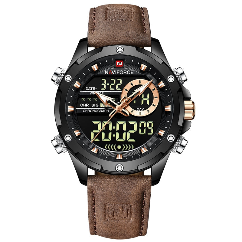 Relógio Masculino Commandante Leather Digital com Pulseira em Couro