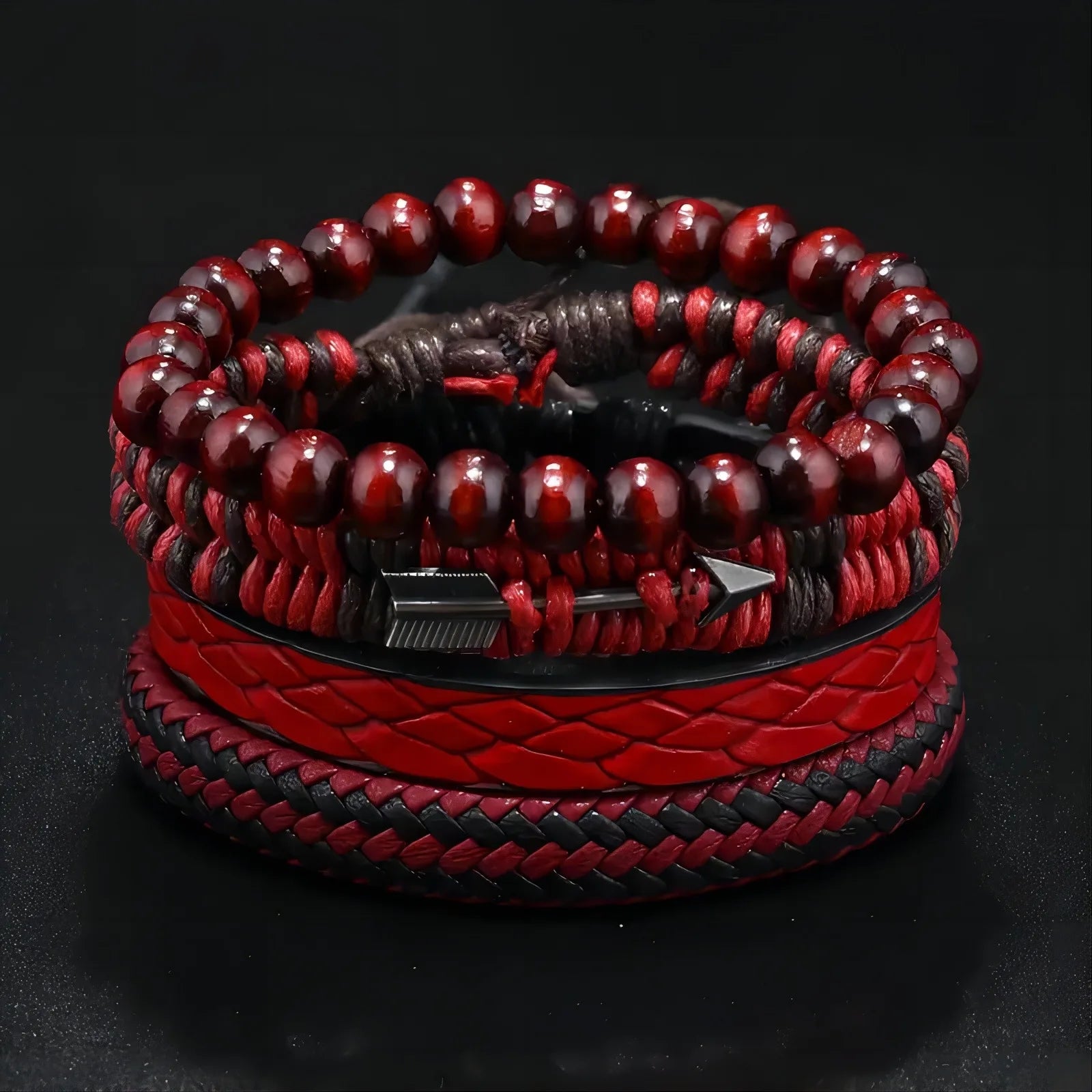 Pulseira de couro vintage masculina