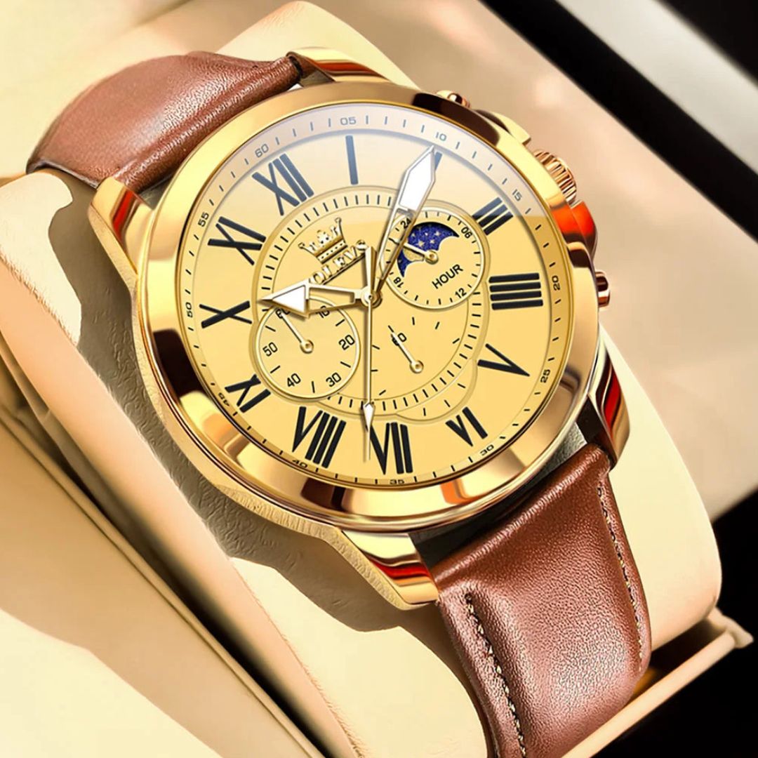 Relógio Masculino Leather Sovereign com Pulseira de Couro