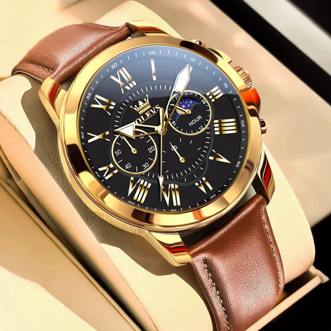 Relógio Masculino Leather Sovereign com Pulseira de Couro