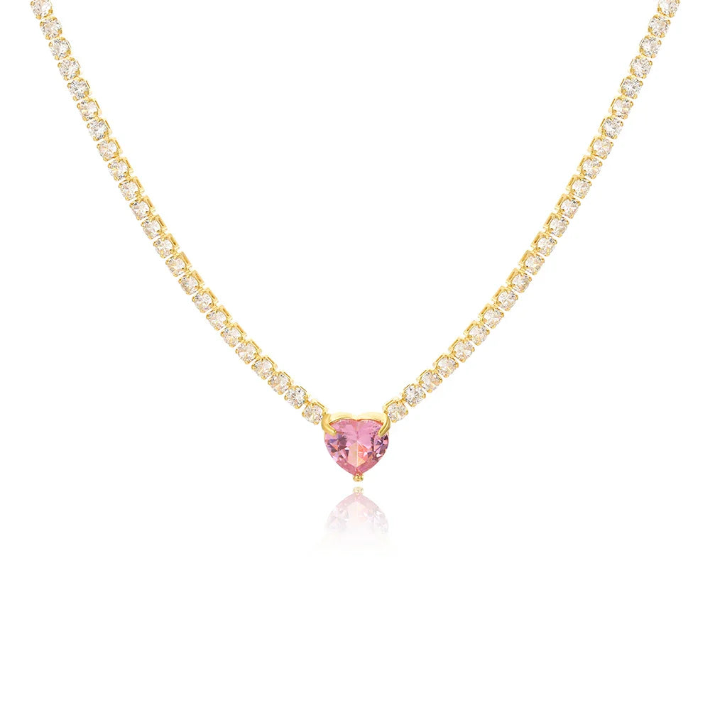 Colar Rose Lumière Cravejada Com Zircônia