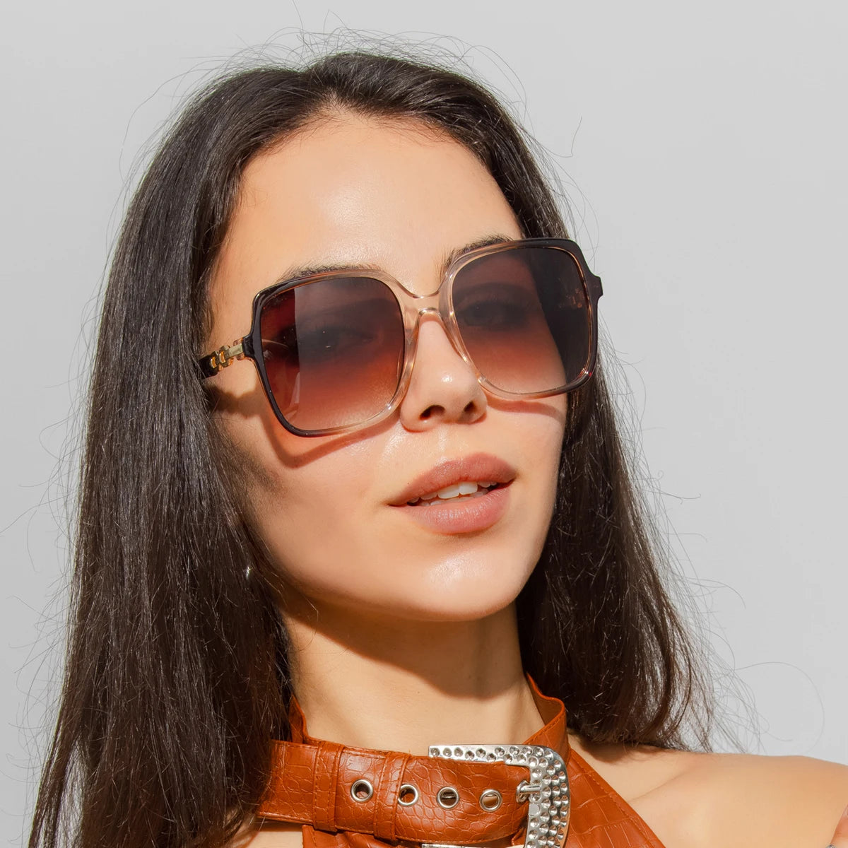 Óculos de Sol Feminino Oversized com Lentes Degradê