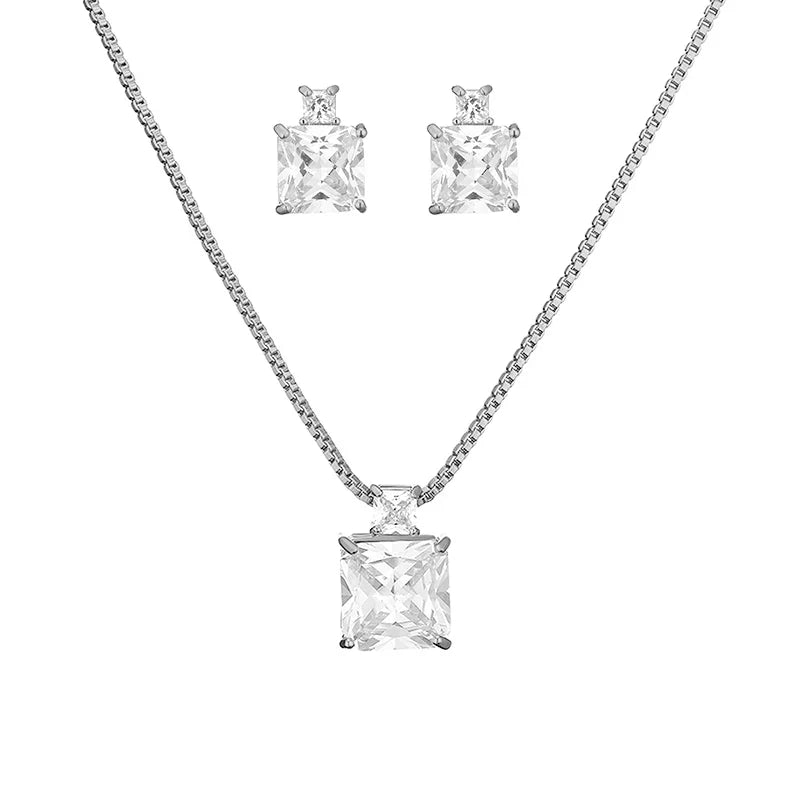 Conjunto Colar e Brincos Clarity em Zircônia
