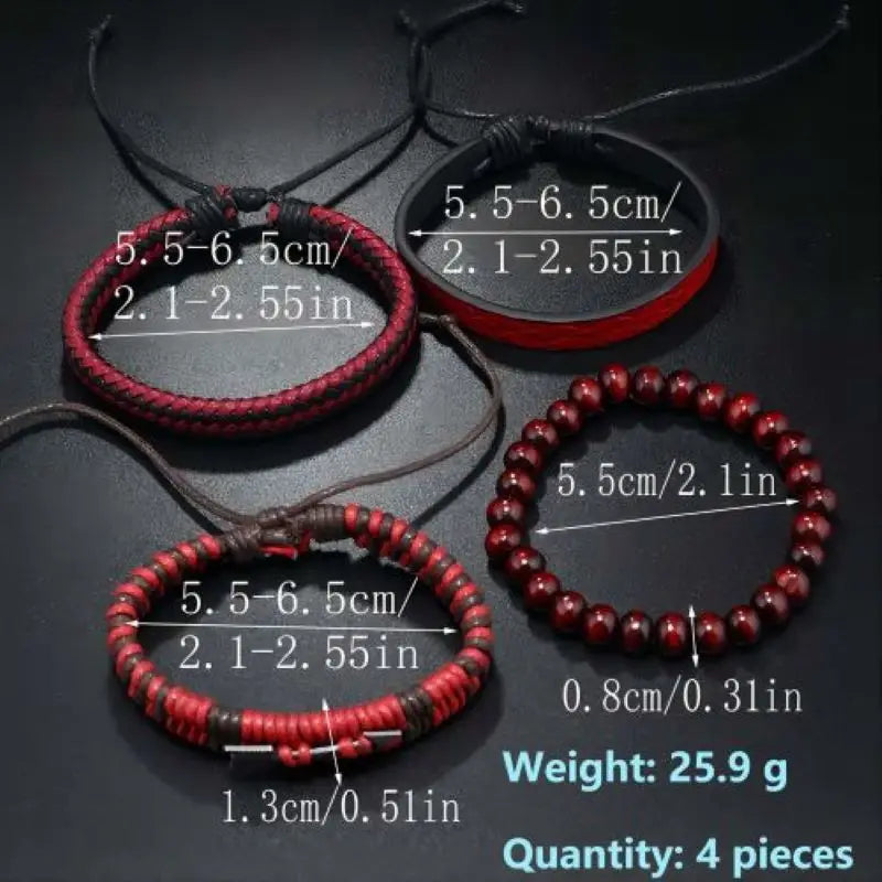 Pulseira de couro vintage masculina