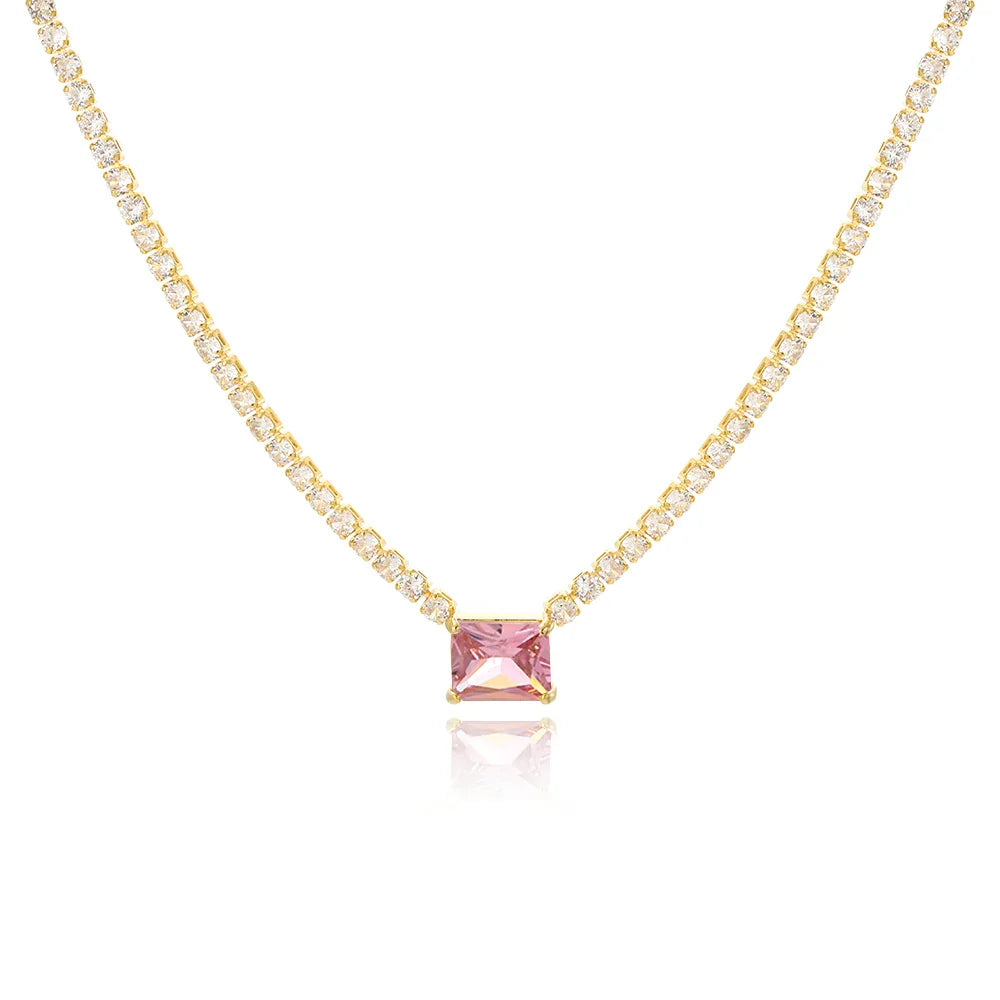 Colar Rose Lumière Cravejada Com Zircônia