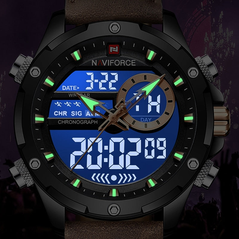 Relógio Masculino Commandante Leather Digital com Pulseira em Couro