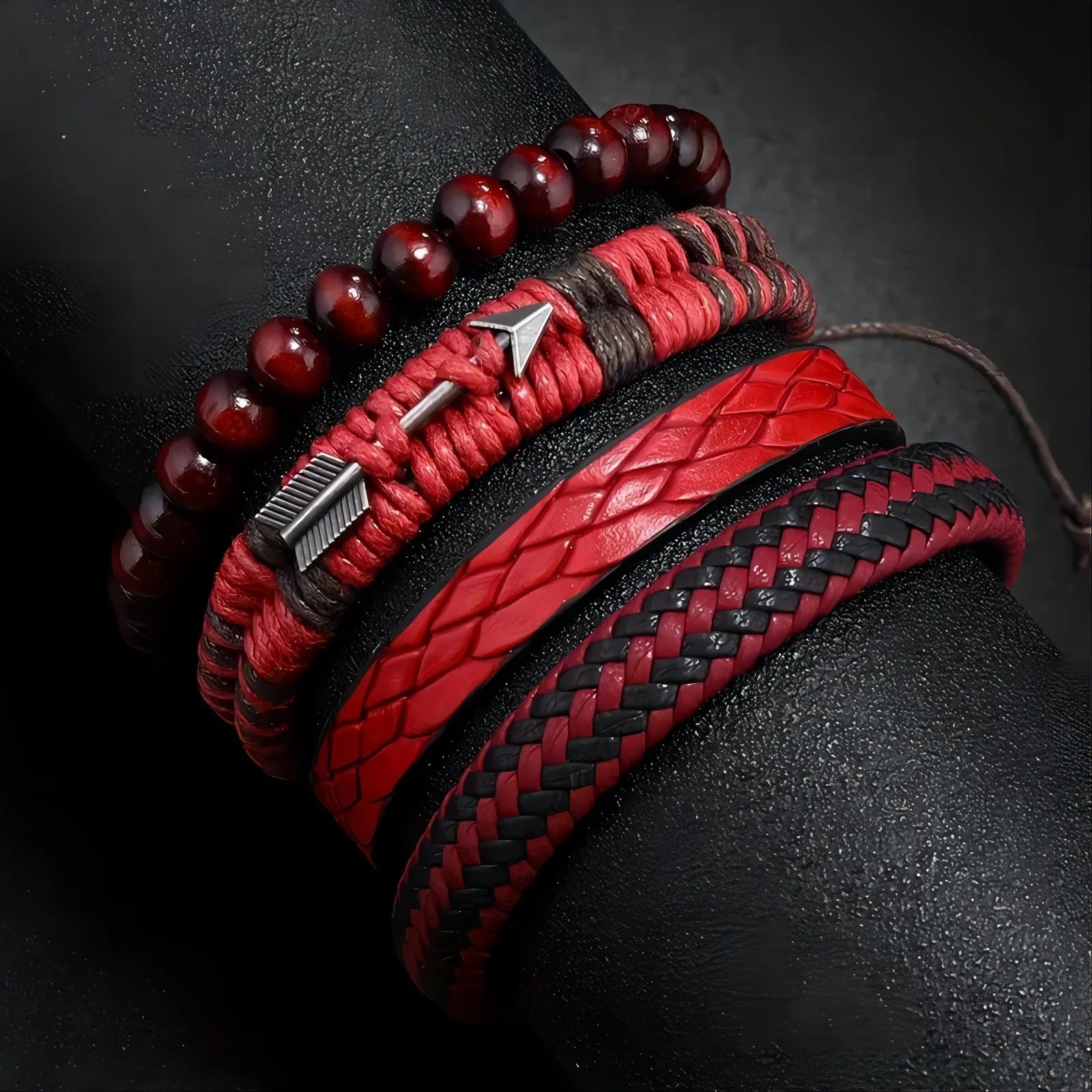 Pulseira de couro vintage masculina