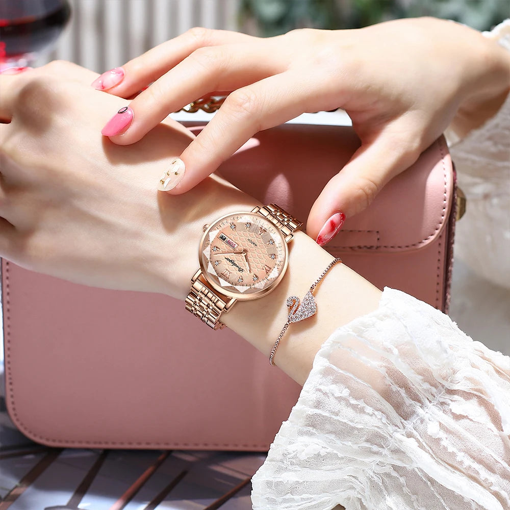 Relógio Feminino Stella Dorata com pulseira em aço