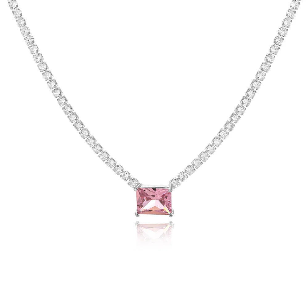 Colar Rose Lumière Cravejada Com Zircônia