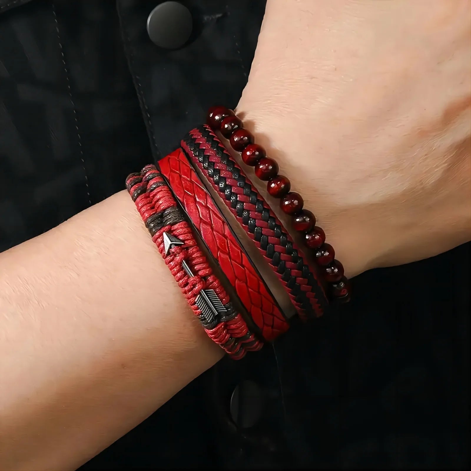 Pulseira de couro vintage masculina