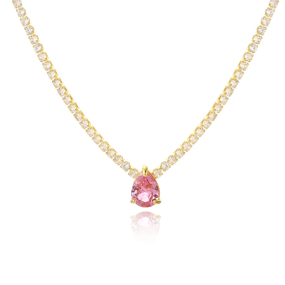 Colar Rose Lumière Cravejada Com Zircônia