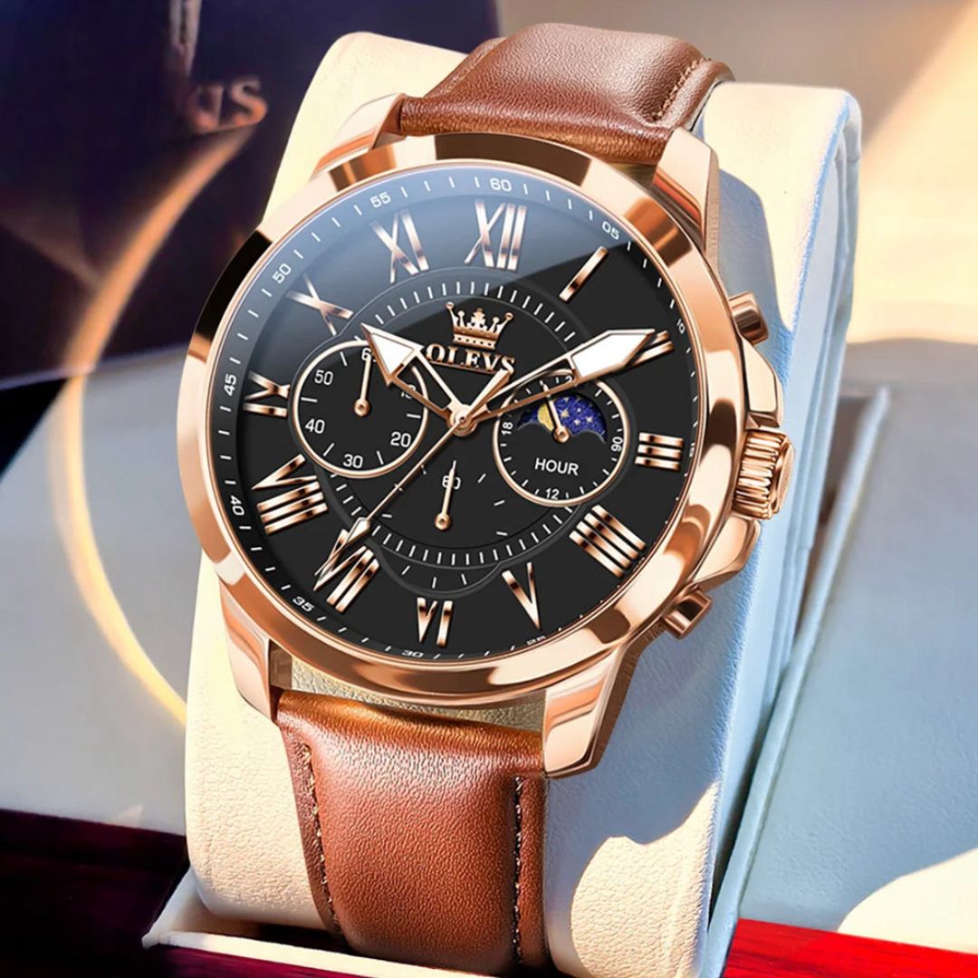 Relógio Masculino Leather Sovereign com Pulseira de Couro