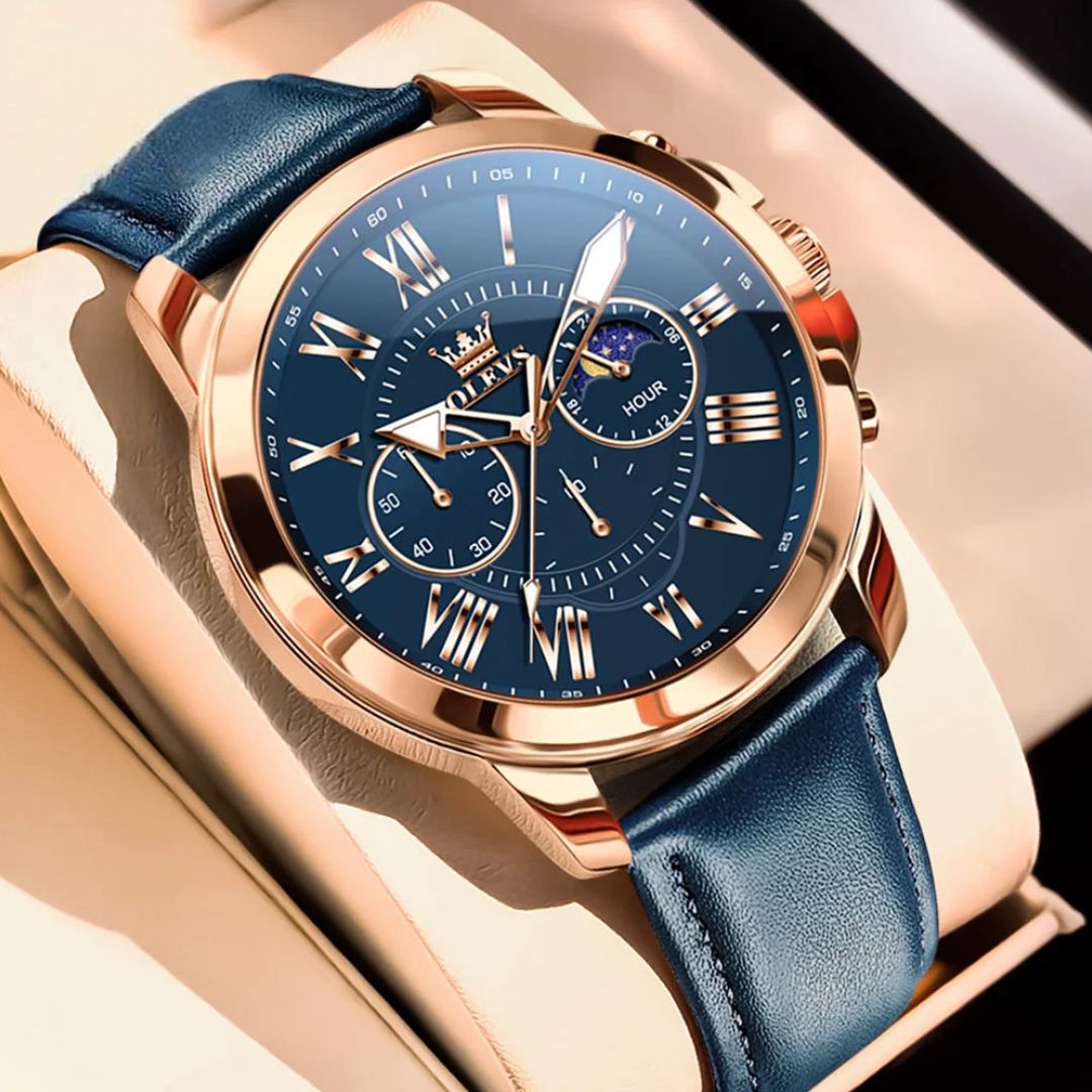Relógio Masculino Leather Sovereign com Pulseira de Couro